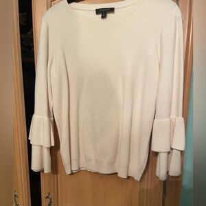 Ann Taylor Cream Crew Neck Sweater Soft Fabric Timeless Style